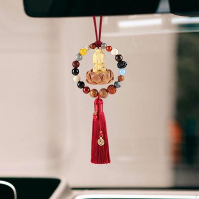 Buddha Statue Car Pendant Dangling Ornament Feng Shui Decor Auto Interior Dangle Universal Rear View