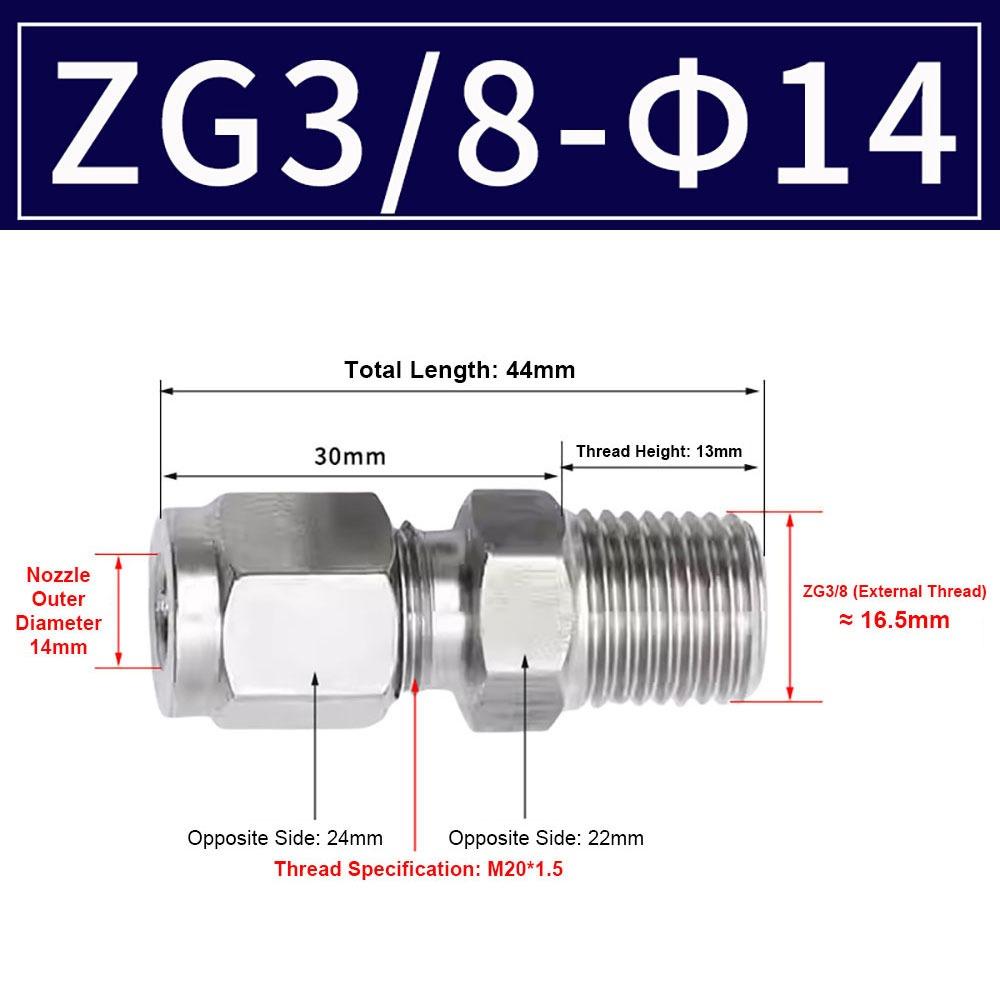 1Pcs Stainless Steel Quick Fitting 304 SS Metric ZG Pipe Fitting Tube Connector  for Oil Water Gas