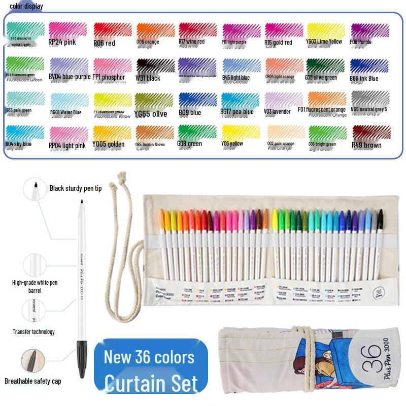 Mona Mei Plus 2022 Water-Based 60 Color Fiber Pen Set - White Barrel Liner Pen