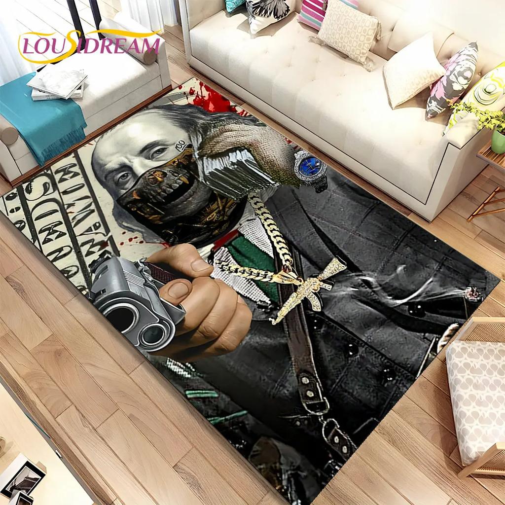 אשליה תלת מימדית דולר אירו כסף דפוס שטח שטיח, שטיח שטיח לבית סלון חדר שינה ספה דקור שטיח לדלת, מחצלת רצפה מונעת החלקה