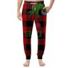 Men's Drawstring Pocket Casual Pants, Checkered Striped Printed Pocket Casual Pants, Home Sleeping Pants