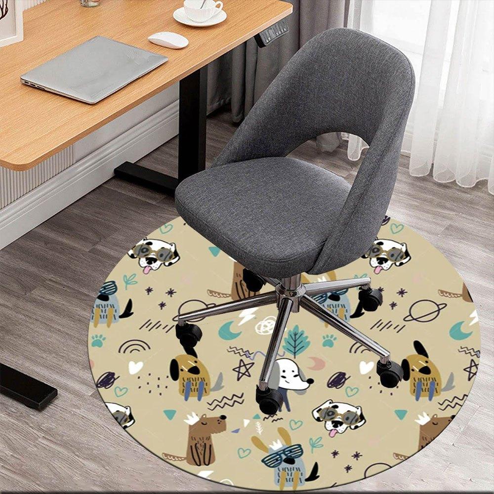 

Adorable Dog Patterned Fabric - Perfect for Crafting and Sewing Projects!Round Non-Slip chair mat chair carpet for office Rugs for Office Decor Gift F 80cm by 80cm