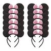 12 Stück Mausohren Stirnband Mädchen Festival Stirnbänder Schwarze Pailletten Schleife Haarband Kinder Geburtstagsfeier Haarschmuck Geschenk