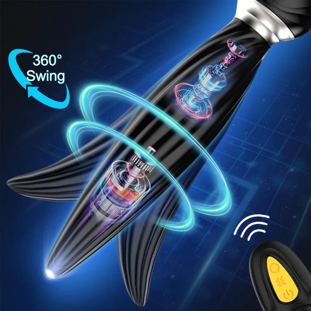 Small Size Spiral for Beginners 7 Vibrators 7 Heads Rotating Remote Prostate Massager Anal Plug