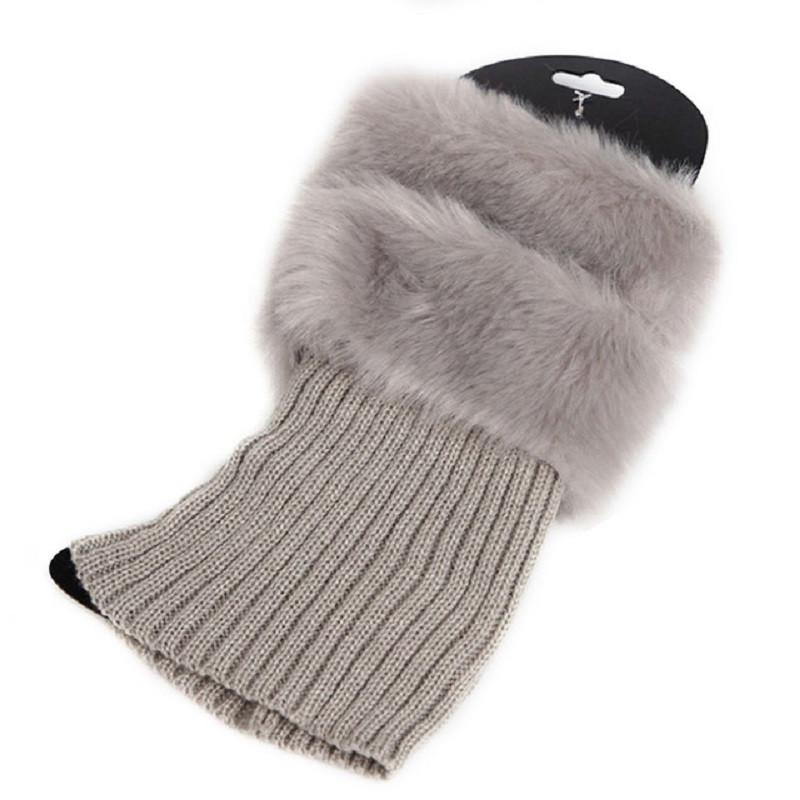 

1 Pair High Quality Knitted Boot Cuffs Winter Leg Warmers Women Lady Crochet Knit Fur Trim Leg Boot Socks Toppers Cuffs One Size світло-сірого кольору