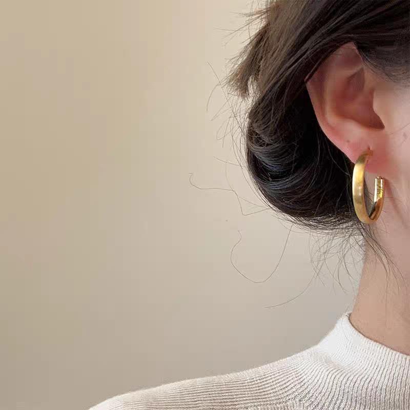 Korean Matte Hoop Earrings: Classic, Versatile, Luxury, Stylish & Lightweight Design