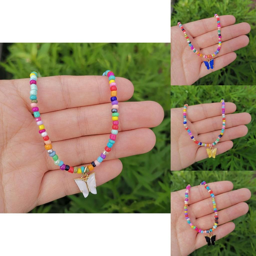 Bead Contemporary Colorful Necklace Featuring Elegant Butterfly Design For Modern Fashionistas