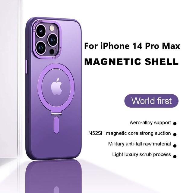 Frosted Transparent Case For Iphone 14 Pro Max Ring Holder Magnetic Phone Case For 11 12 13 14 Pro Max Support Wireless Charging