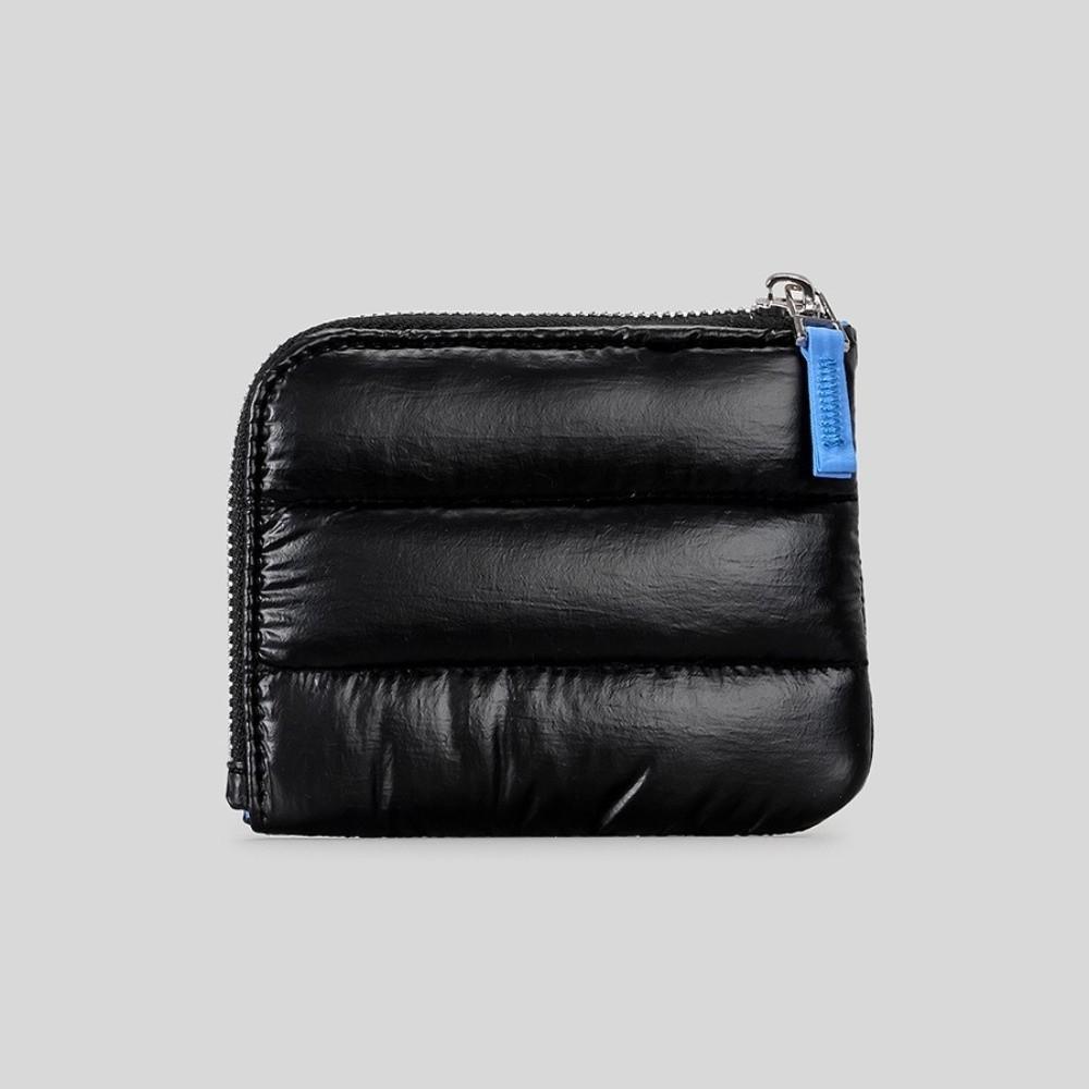 Милый однотонный стеганый кошелек для монет Квадратный нейлоновый мягкий кошелек Портативный Ультралегкий Мини-держатель для карт чёрный