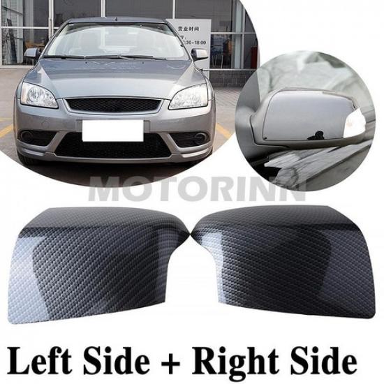 Pair Carbon Fiber Rearview Mirror Cover Trim Fits Ford Focus MK2 2005 2006 2007