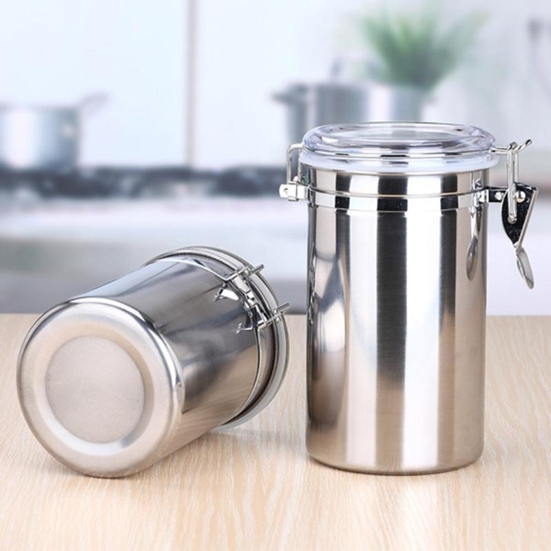 Multifunctional Steel Canister Set Steel Kitchen Storage Container Food Storage Sealed Canister with Clear Lid