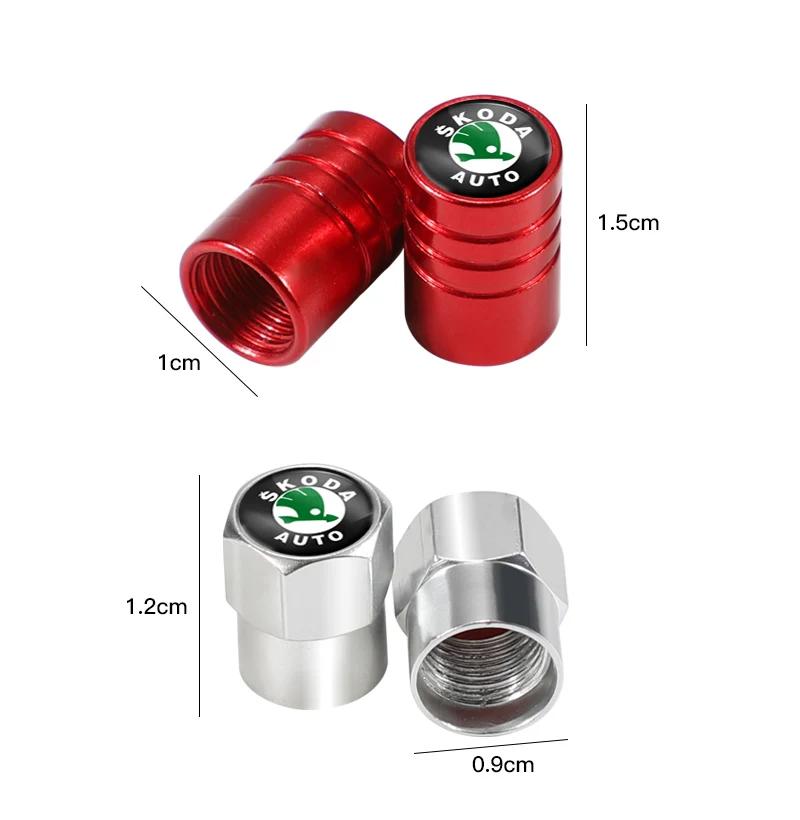 Car Sticker 2025 Hot 4Pcs Car Metal Tire Air Valve Caps For Skoda Octavia Rapid Kodiaq Karoq Fabia Kamiq Superb Derivative Visio