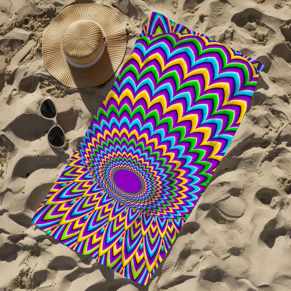 3D O-Optical Illusion Towel Beach Towel Oversized Quick Dry Towel Absorbent Soft Swim Beachtowels For Men Women