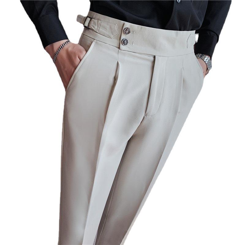 Pánské kalhoty s vysokým pasem, ležérní a společenské - dlouhé kalhoty ve stylu Neapole