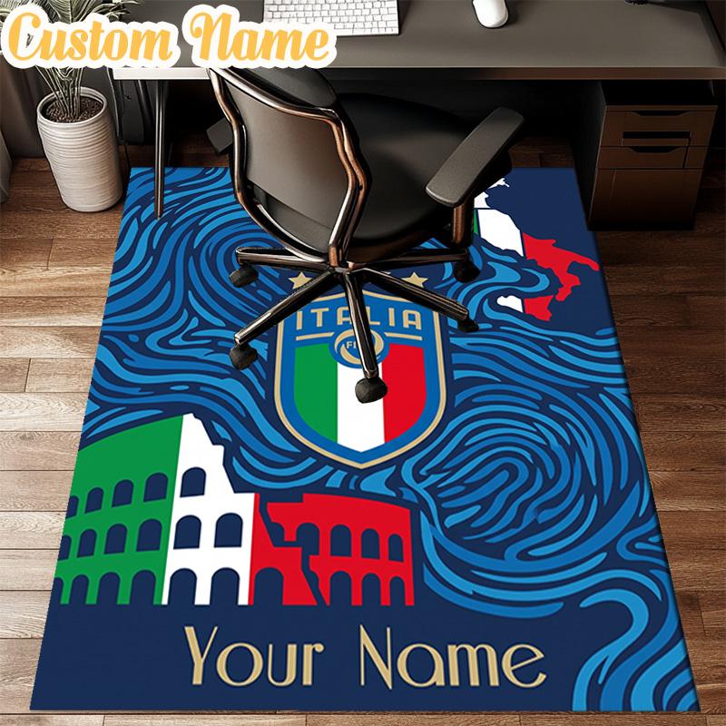 Custom Name Italian Crest Rug Office Rug Chair Mat Non Slip Carpet Rugs for Bedrooms Dining Room Living Room Home Decor gifts