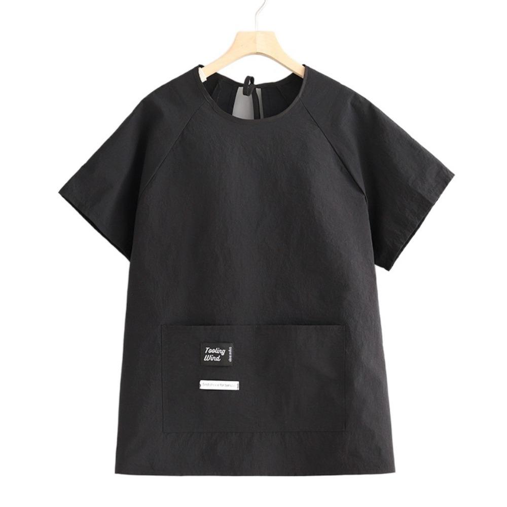 

Solid Color Short Sleeved Apron Waterproof Cooking Apron Simple Half Sleeved Work Clothes Dining чёрный