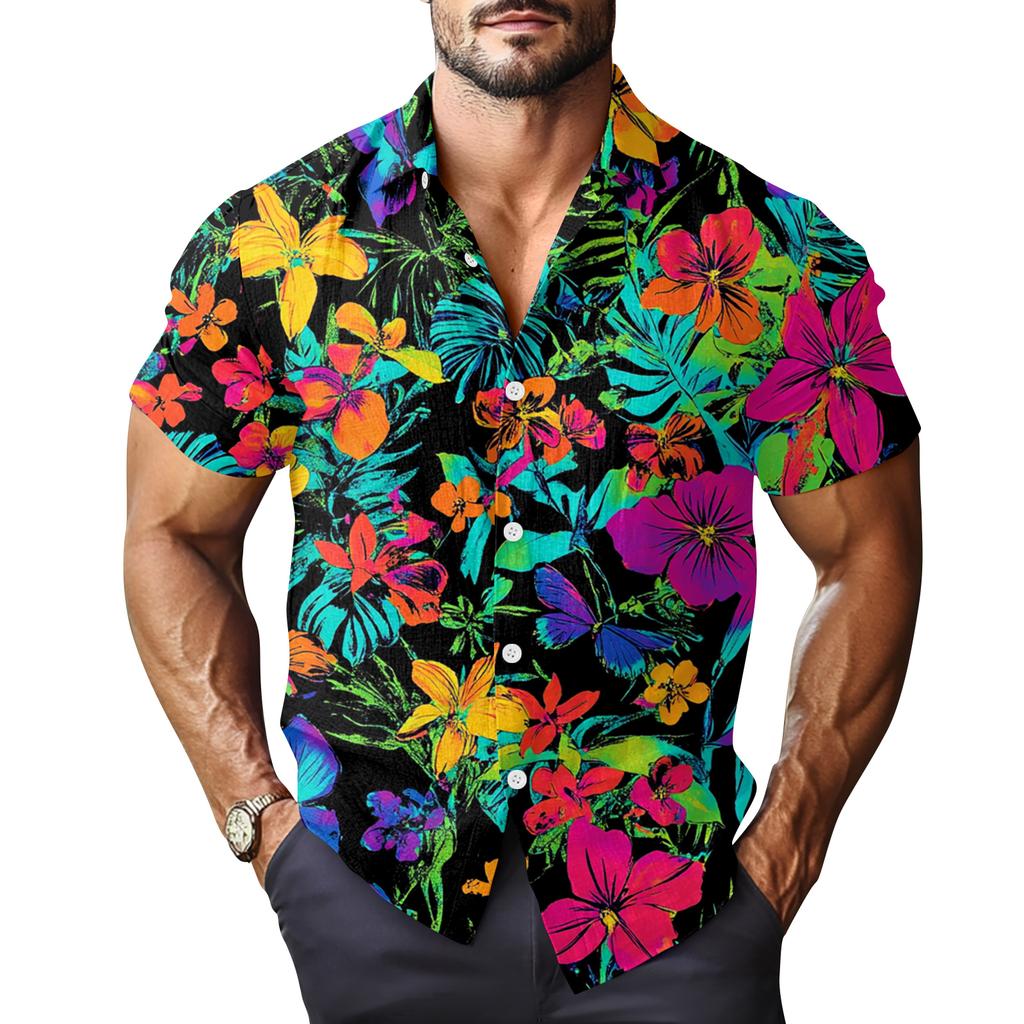 Men's Casual Fashion Printed Short-Sleeve Shirt