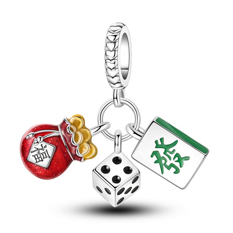Nouveaux Charms Chat Porte-Bonheur Dieu de la Richesse en Argent 925 pour Bracelet Pandora Bijoux DIY Cadeau du Nouvel An Heureux