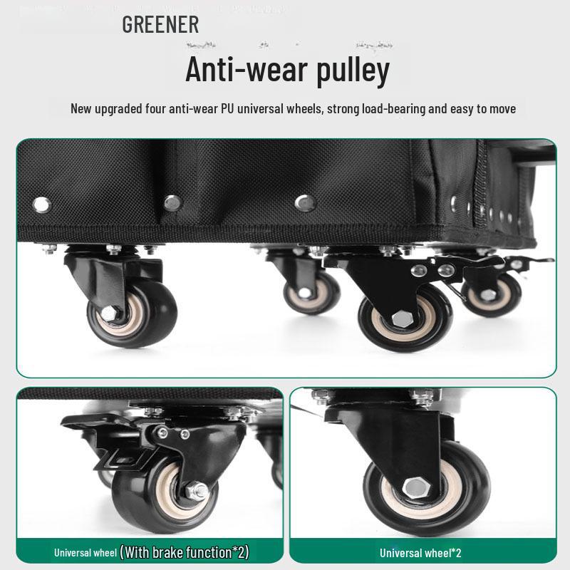 Green Forest Multi-functional Electrician Tool Bag with Wheels - Thickened Iron Bottom for Installation & Maintenance