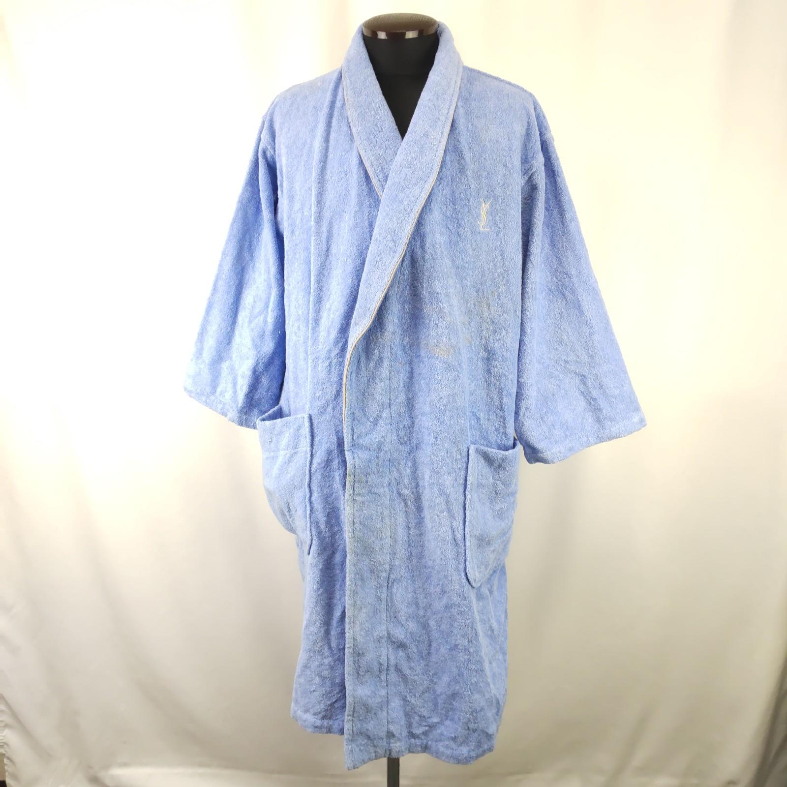 

Yves Saint Laurent Gown Bathrobe M Men Blue Waist Tie(USED)