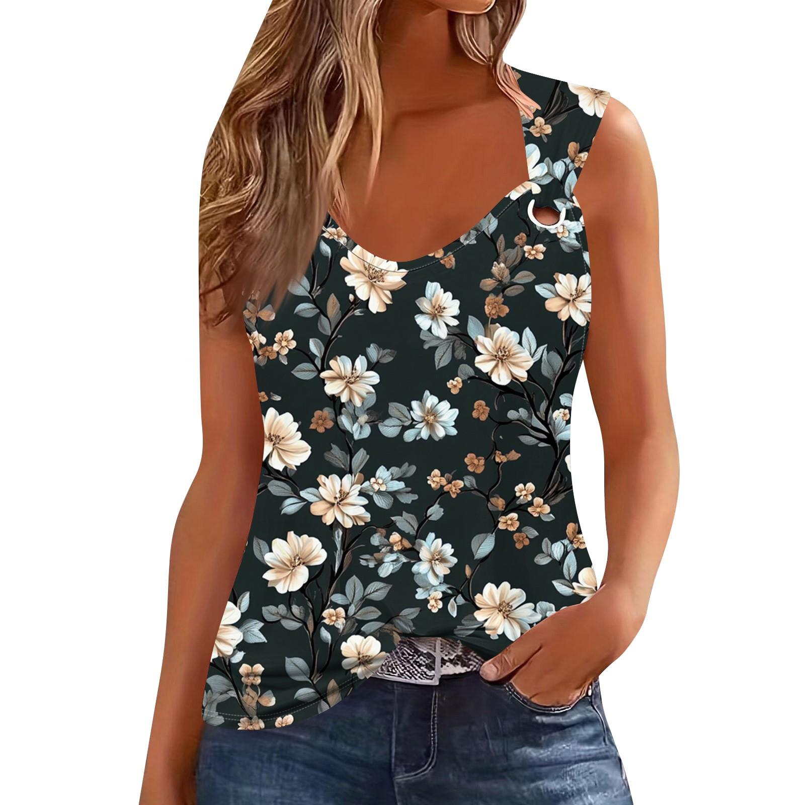 

Женская майка с V-образным вырезом, базовая, с принтом, повседневная, струящаяся, без рукавов, с глубокими боковыми вырезами для женщин XL