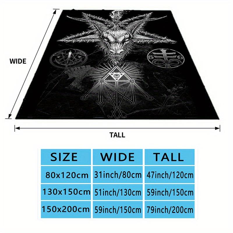 Satanic Goat Head Flannel Blanket – Soft, All-Season Black & White Mystical Pattern with Pentagram & Flames, Gothic Home Decor
