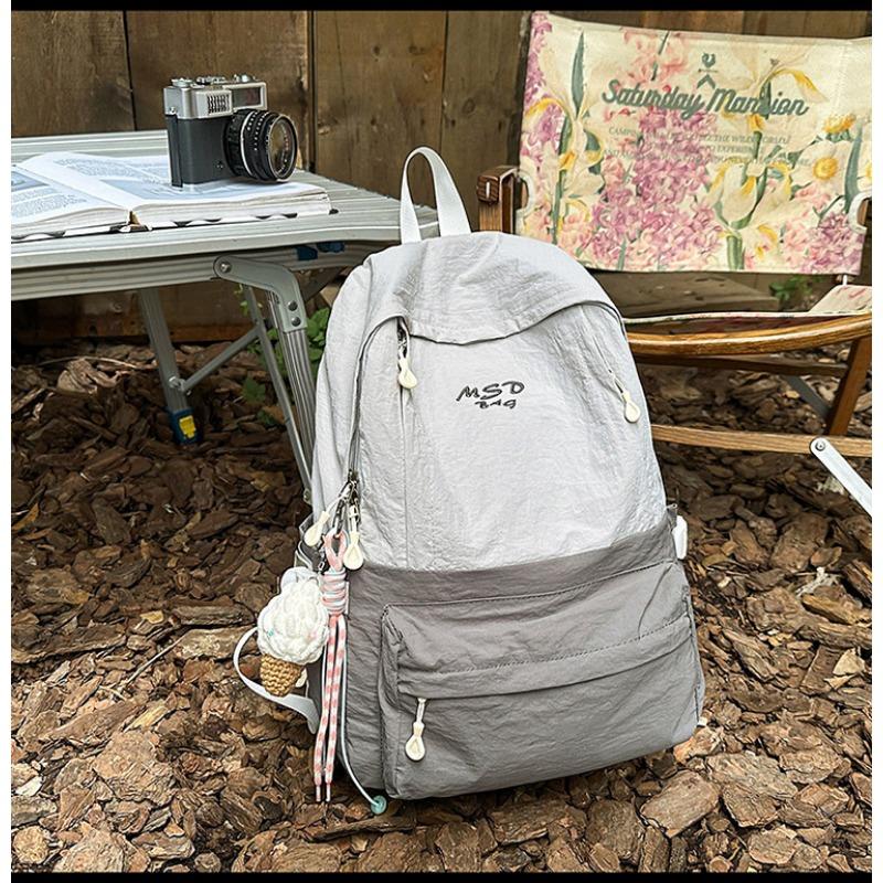 Female Solid Color Light High School Students' New Simple Backpack Ins Mori Girl Treasure Backpack