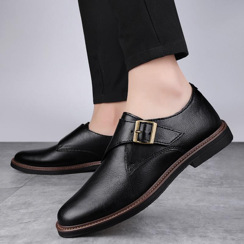 Fashion Brand Leather Footwear Slip on Office Man Casual Shoes Fashion Hasp Business Wedding Party Men Dress Shoes Driving Loafers Shoes