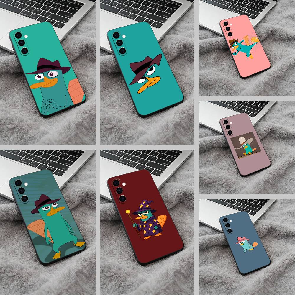 P-Perry Das P-Schnabeltier Schwarze Weiche Silikon Handyhülle für Samsung Galaxy A73, A71, A72, A70, A53, A52, A51