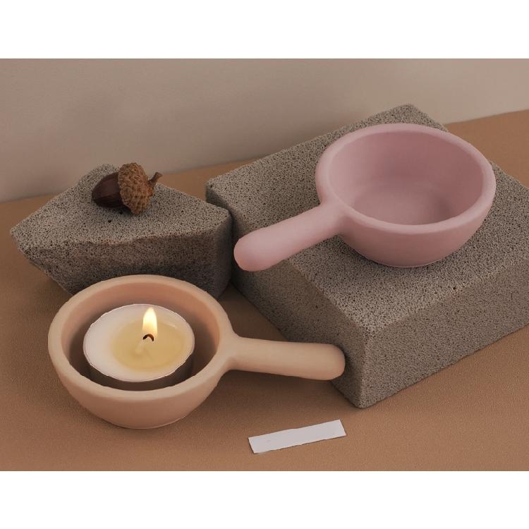 Pans Shape Candle Holder Molds 3D Handle Jar Candlestick Silicone Molds Castings Molds Epoxy Resin Molds Plaster Molds