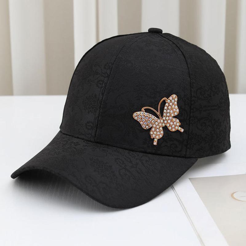 Korean Style Rhinestone Butterfly Sun Protection Baseball Cap For Women, Light Luxury Sports Sun Hat