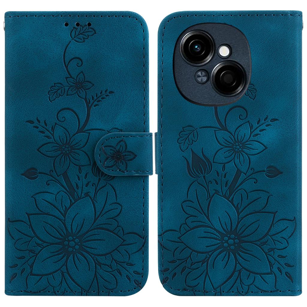 For TECNO Spark Go 2025/Spark Go 1/Pop 9 4G Case Lily Flower Imprint Leather Phone Cover with Stand