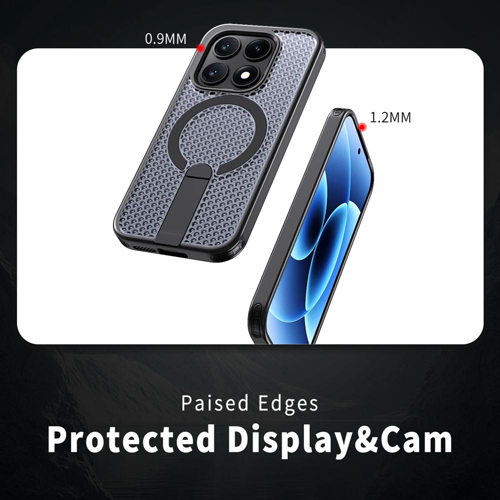 KEYSION Hollow Heat Dissipation Magnetic Case for MagSafe for Xiaomi 17 Cooling Hide Stand Shockproof Phone Cover for Xiaomi 17