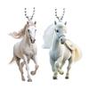 Yousheng White Horse Christmas Ornaments 2D Flat Acrylic Running Horse Car Rear View Mirror Charm Auto Hanging Pendant for Holiday Home Tree Decor