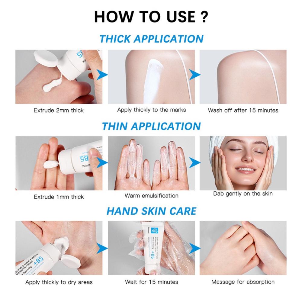 Lakerain B5 Soothing Multi-Purpose Hydrating Cream, Ultra-Hydrating Facial Moisturizer with Centella Asiatica & Panthenol for Dry Sensitive Skin Care