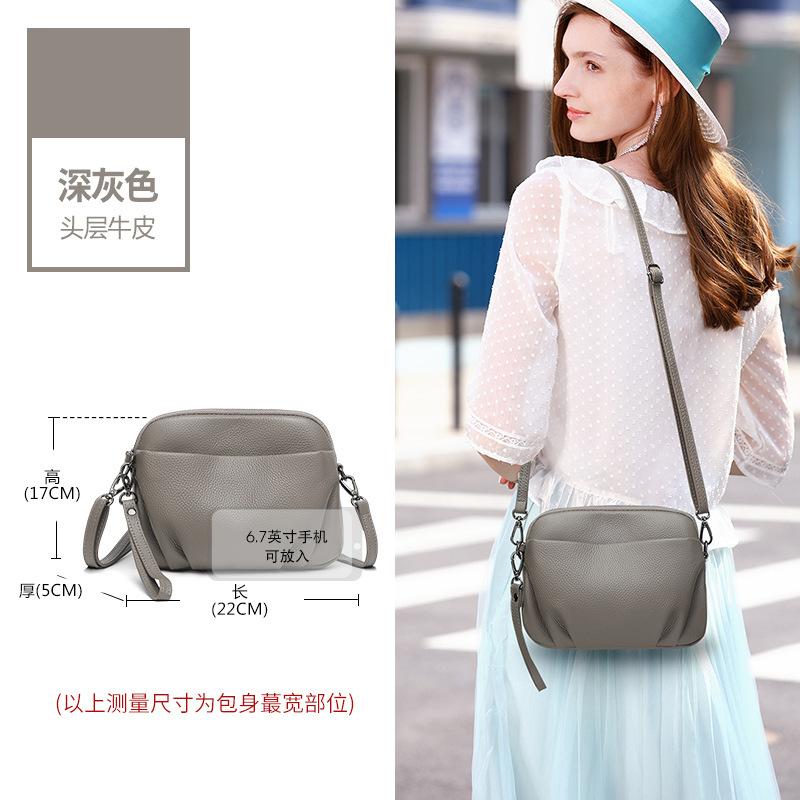 

Minimalist Commuter Genuine Leather Women s Shoulder Bag Casual Small Square Bag Multi-Pocket Top Grain Cowhide Crossbody Bag 22 x 5 x 17 cm темно-серого