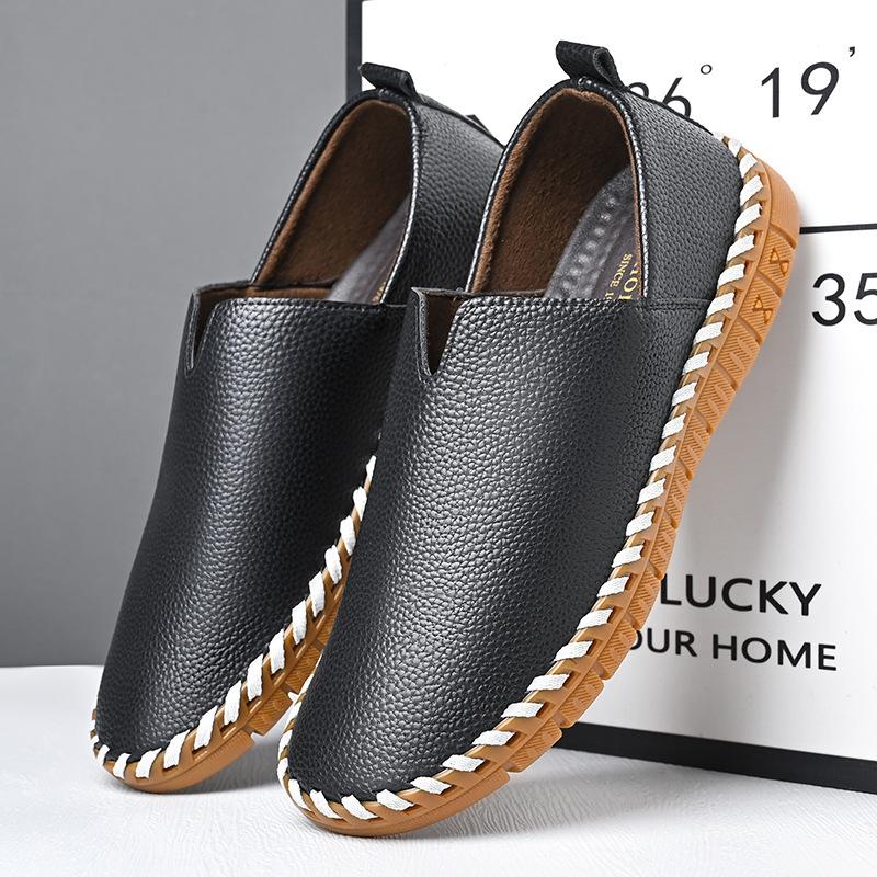 Fashion 2024 New Designer Cow Leather Shoes for Men Fashion Casual Solid Color Spring Autumn Hand Sewn Without Glue Loafers Shoe Male
