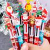 Random 5pcs Cartoon Christmas Pens 4in1 Retractable Colored Ballpoint Pen Xmas Gel Pen for Party Gifts School Office Supply