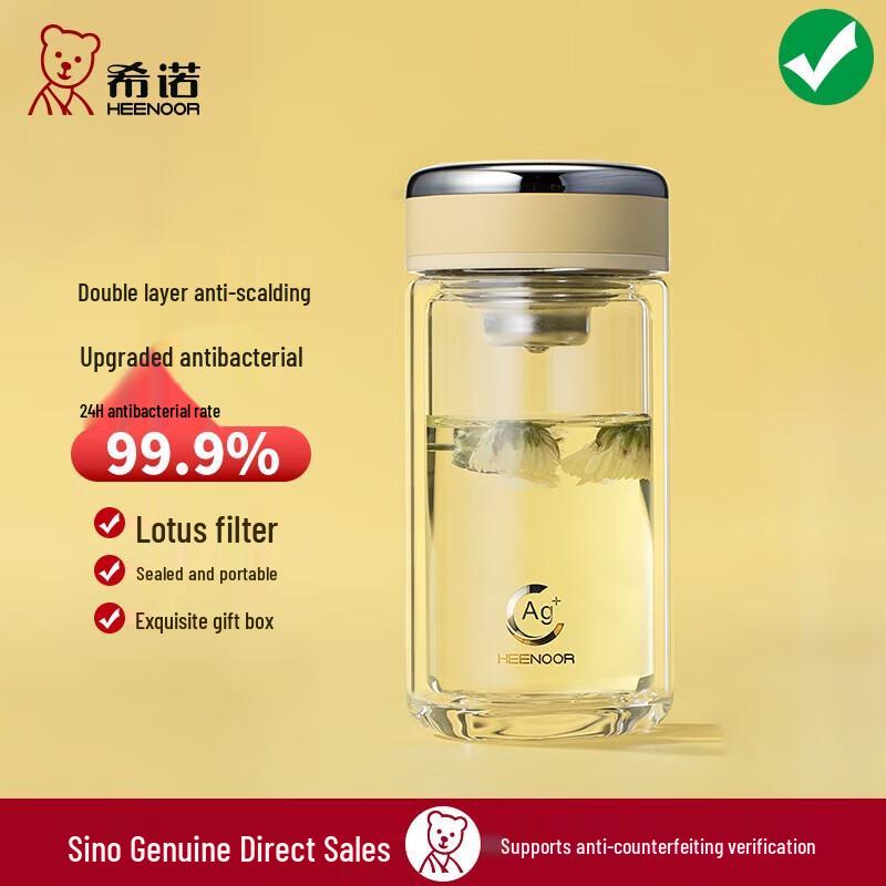 Xinuo Antibacterial Double-Layer Borosilicate Glass Tea Infuser Cup