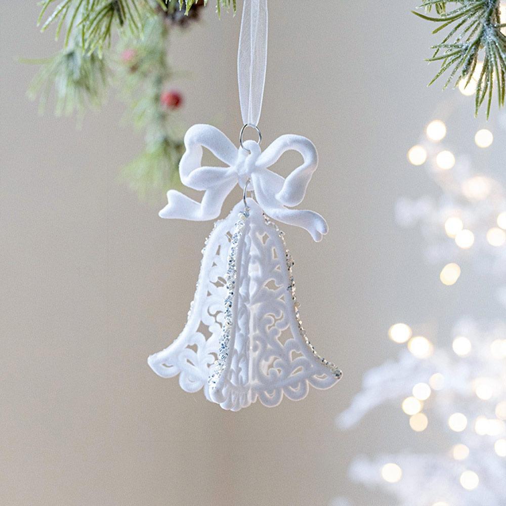 Flocking Christmas Hanging Pendants White Christmas Tree Ornament Xmas Ball  For Christmas