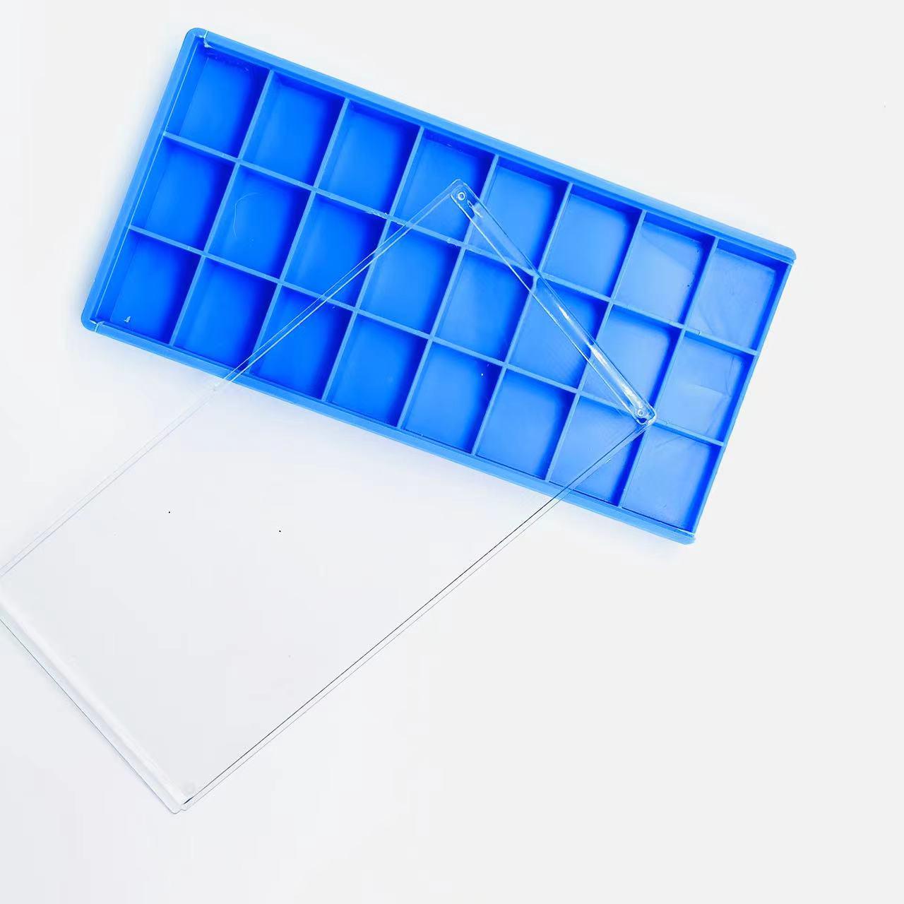 

Blue Dustproof Storage Box with 8, 18, or 24 Grids for Desktop Organization and Watchmaker Parts 24 Grids