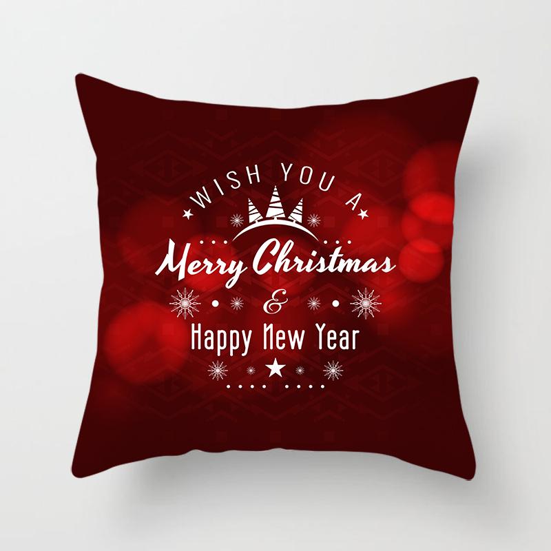 Merry Christmas Printed Red Pillowcase  Style Cushion Cover Home Sofa Decor Throw