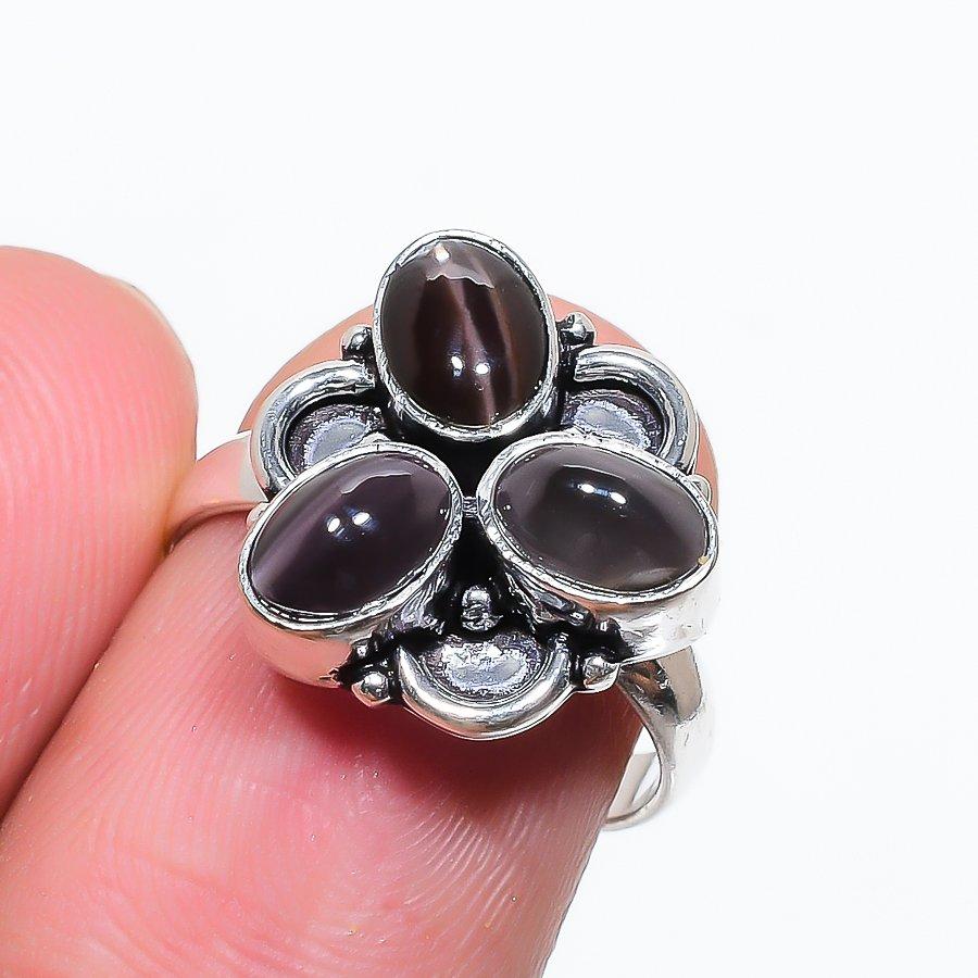 

Cats Eye Gemstone Handmade 925 Sterling Silver Jewelry Ring Size 7 GK-3049