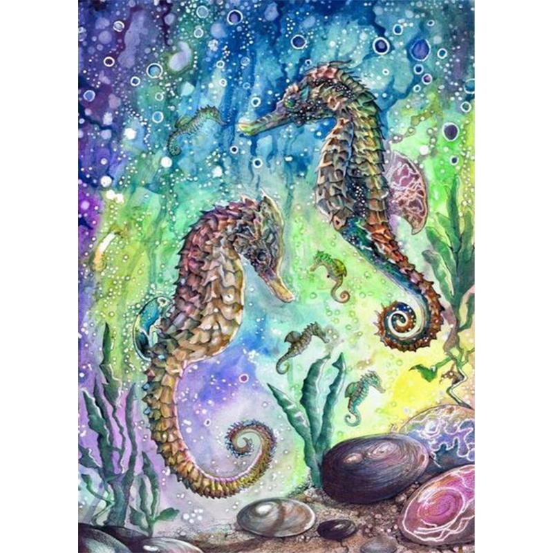 

5D Diy Алмазная картина «Морской конек», набор для вышивки крестом, полная Алмазная квадратная вышивка, мозаика, художественная картина, украшение со стразами Full Round 20x30CM