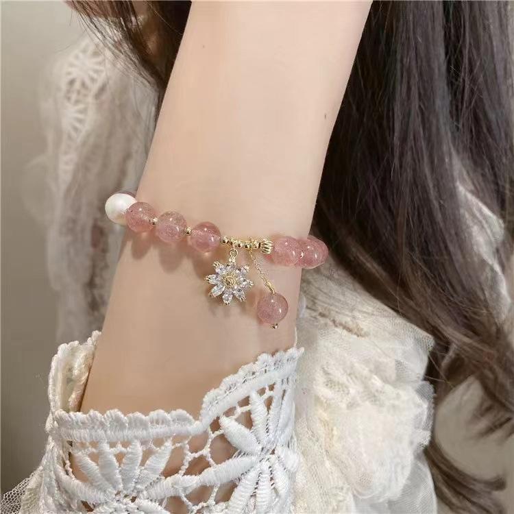 

Natural Strawberry Crystal Pearl Bracelet for Girls, Unique Gift for Best Friend or Girlfriend s Birthday Strawberry crystal pearl