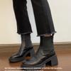 Washed Cowhide~ Elastic Skinny Boots Platform Chelsea Boots British High Heel Martin Boots Thick Heel Short Boots Women