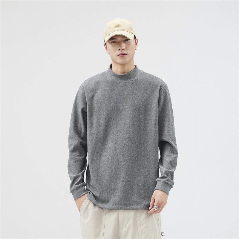 

Зимняя теплая бархатная футболка с полувысоким воротом, свободная, повседневная, с длинными рукавами, базовая футболка, мужской пуловер 4XL