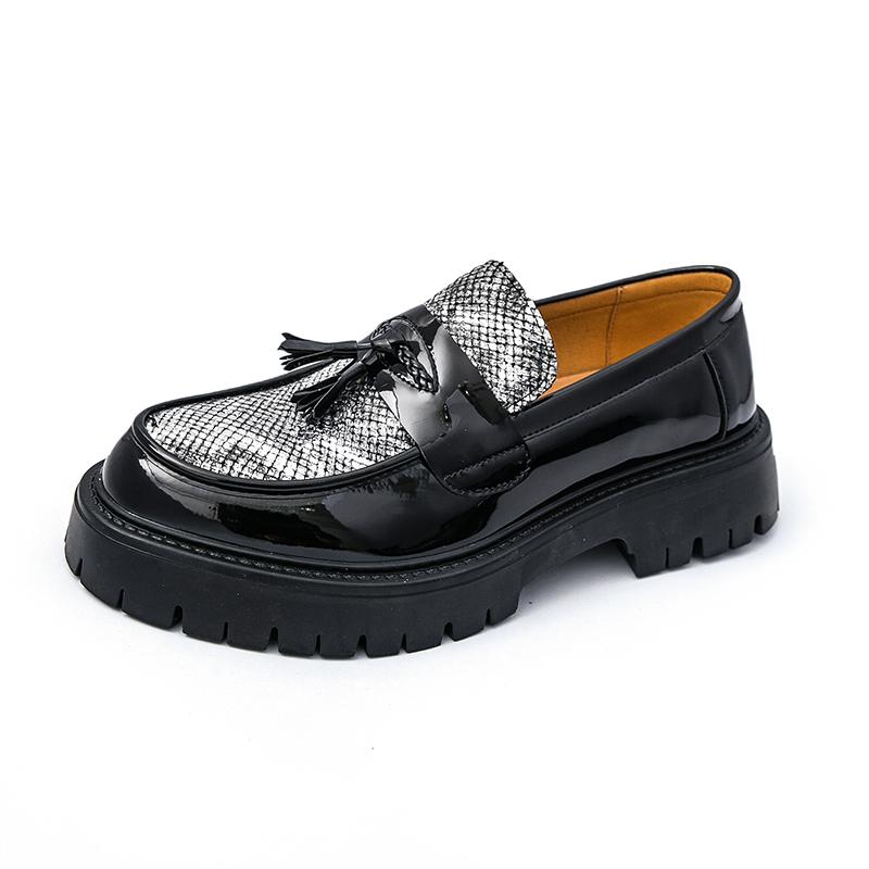 38-46 Casual Men's Thick Soled Shoes Work Daily Leisure Party Work Outdoor Street Daily Nightclub Trendy Lacquer Leather