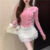 Cotton Blend Summer Womens Short Skirt With Lace Ruffle Hem For Casual Wear