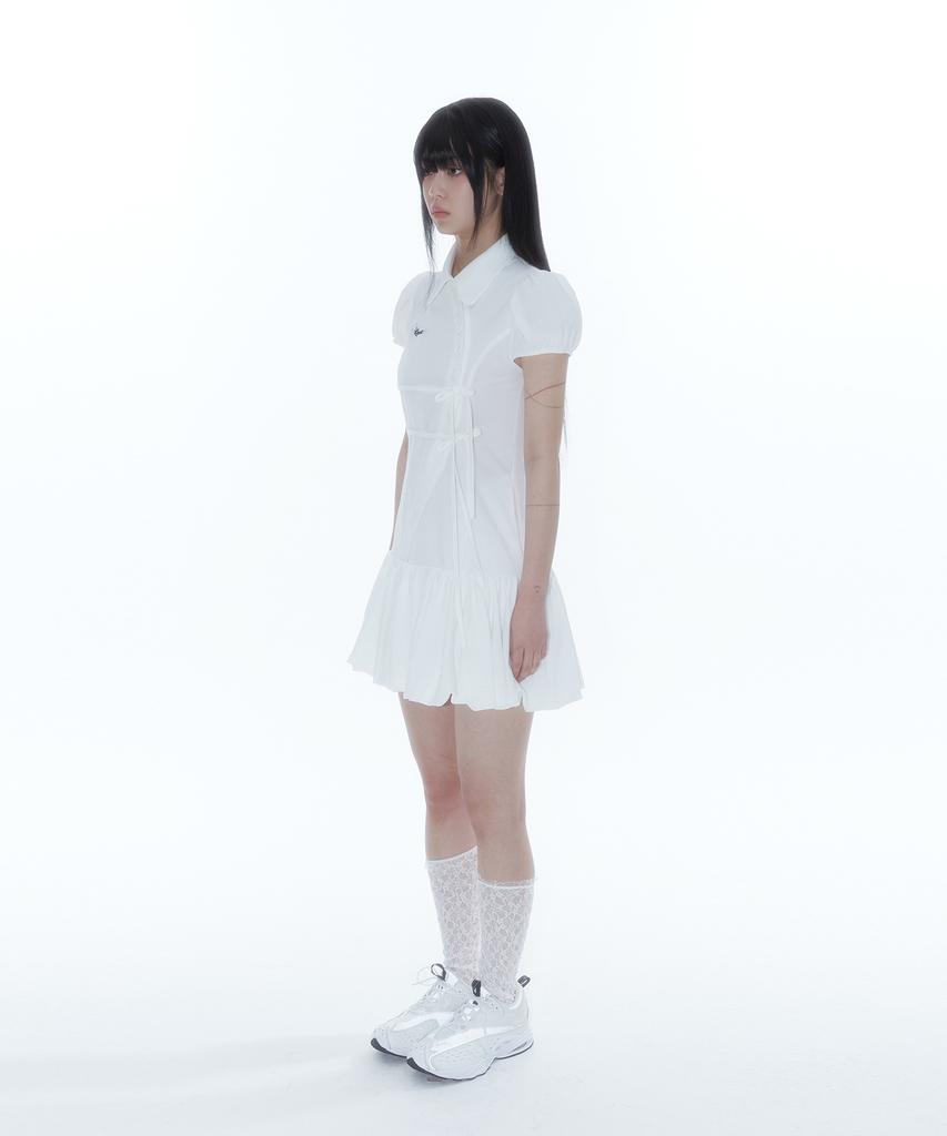 Kasiko Puff Preppy Mini Dress White